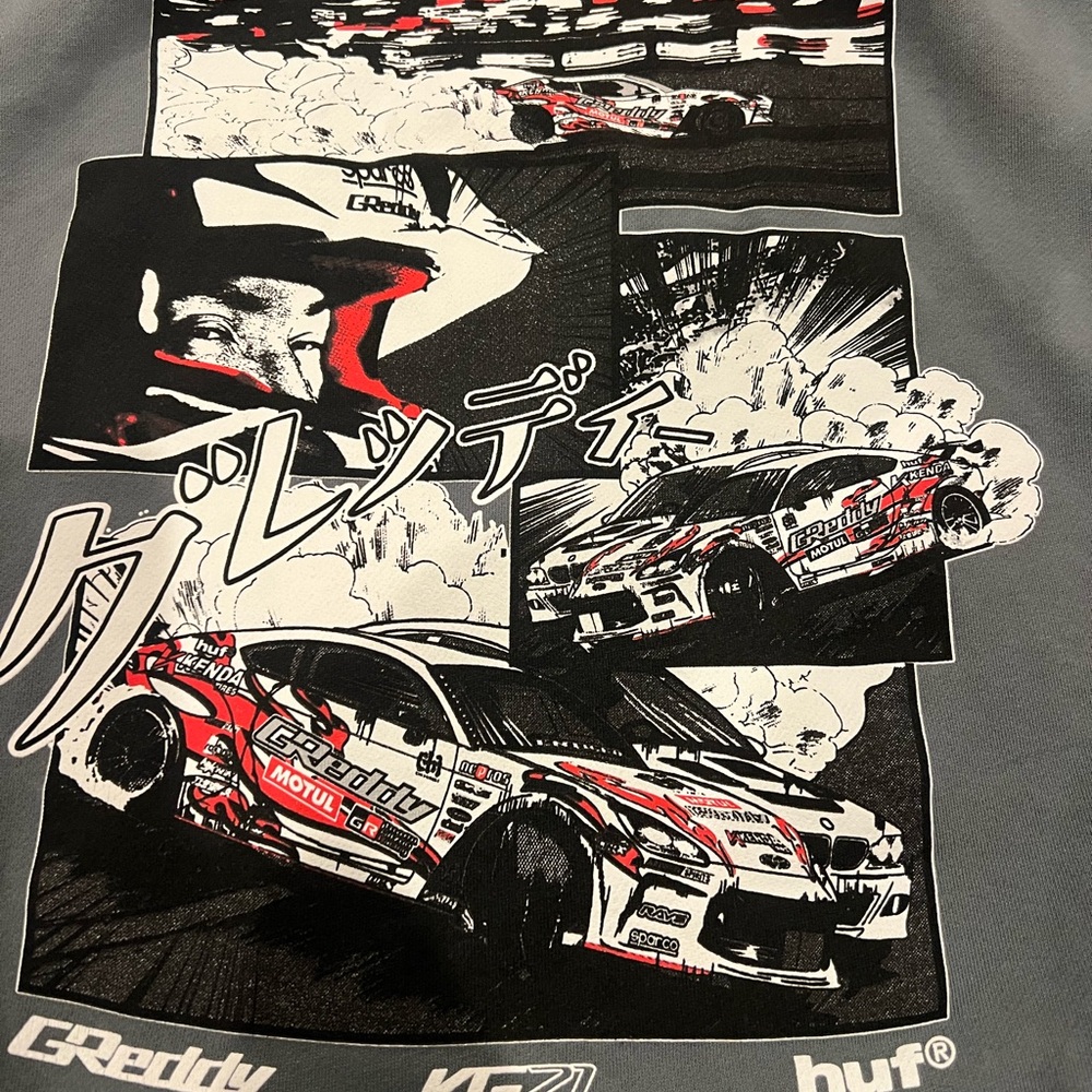 Gray Greddy Hoodie With Logo View 5